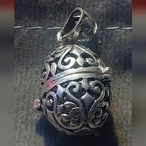Sterling egg Pendant charm vintage ornate